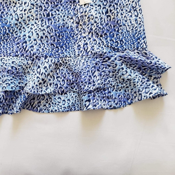 Rebecca Taylor silk sleeveless blue figured crop t - Picture 2 of 6